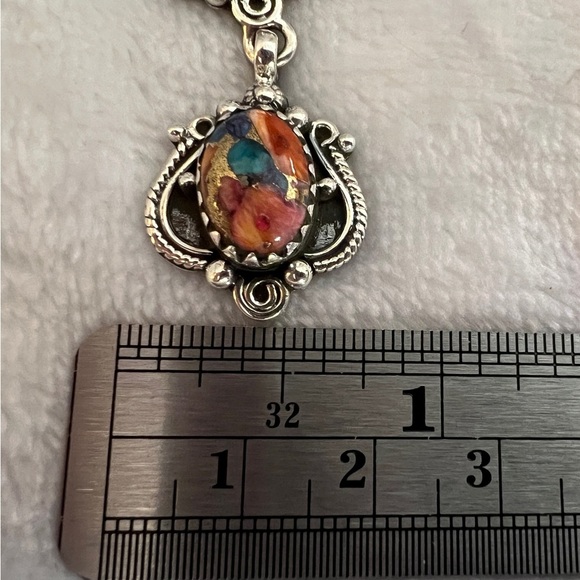 ❤️ Pink Dream Dahlia Kingman Turquoise 925 Navajo Lariat Necklace 20+2” 26.8gm - Picture 7 of 15